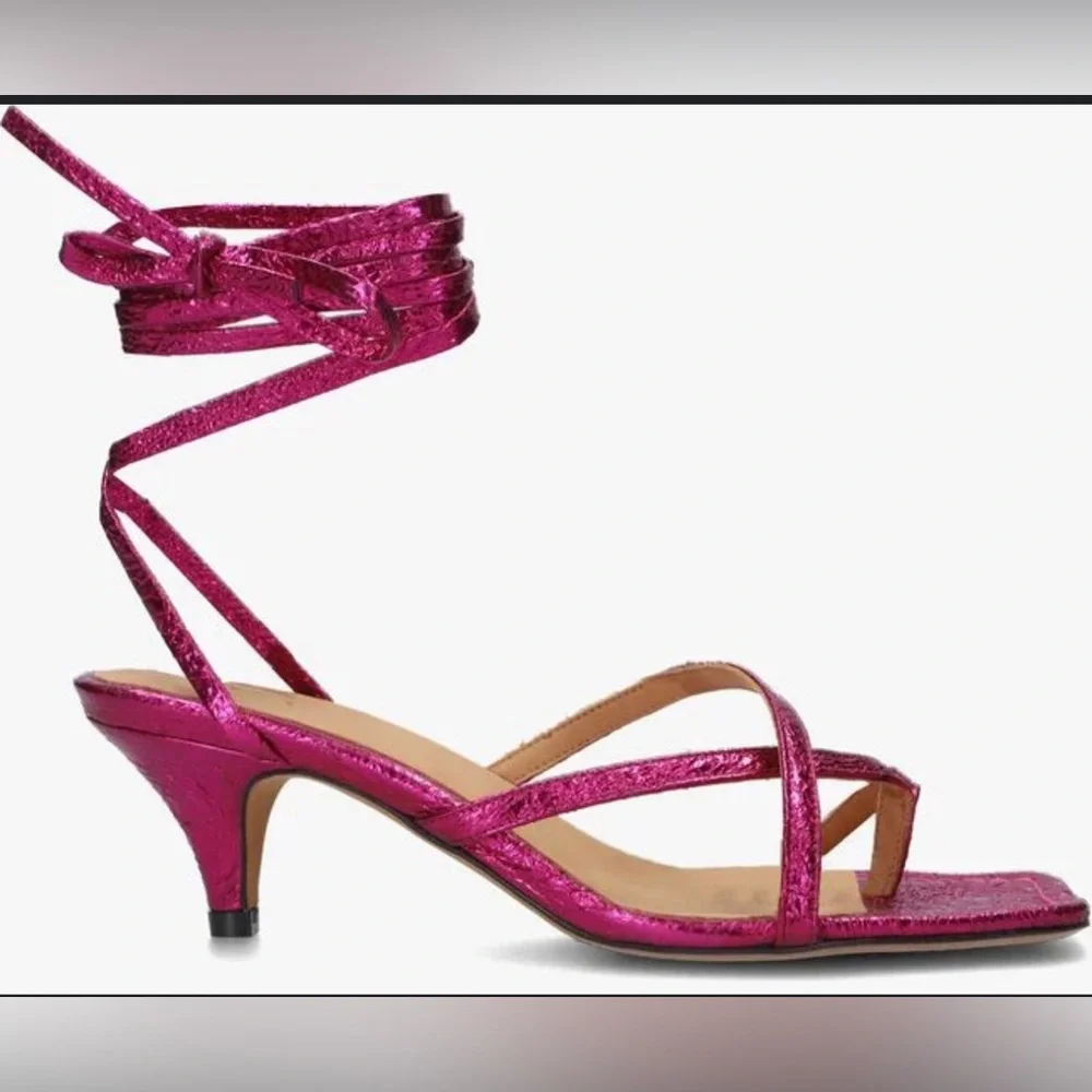 Toral Metallic Pink Strappy Heels‎